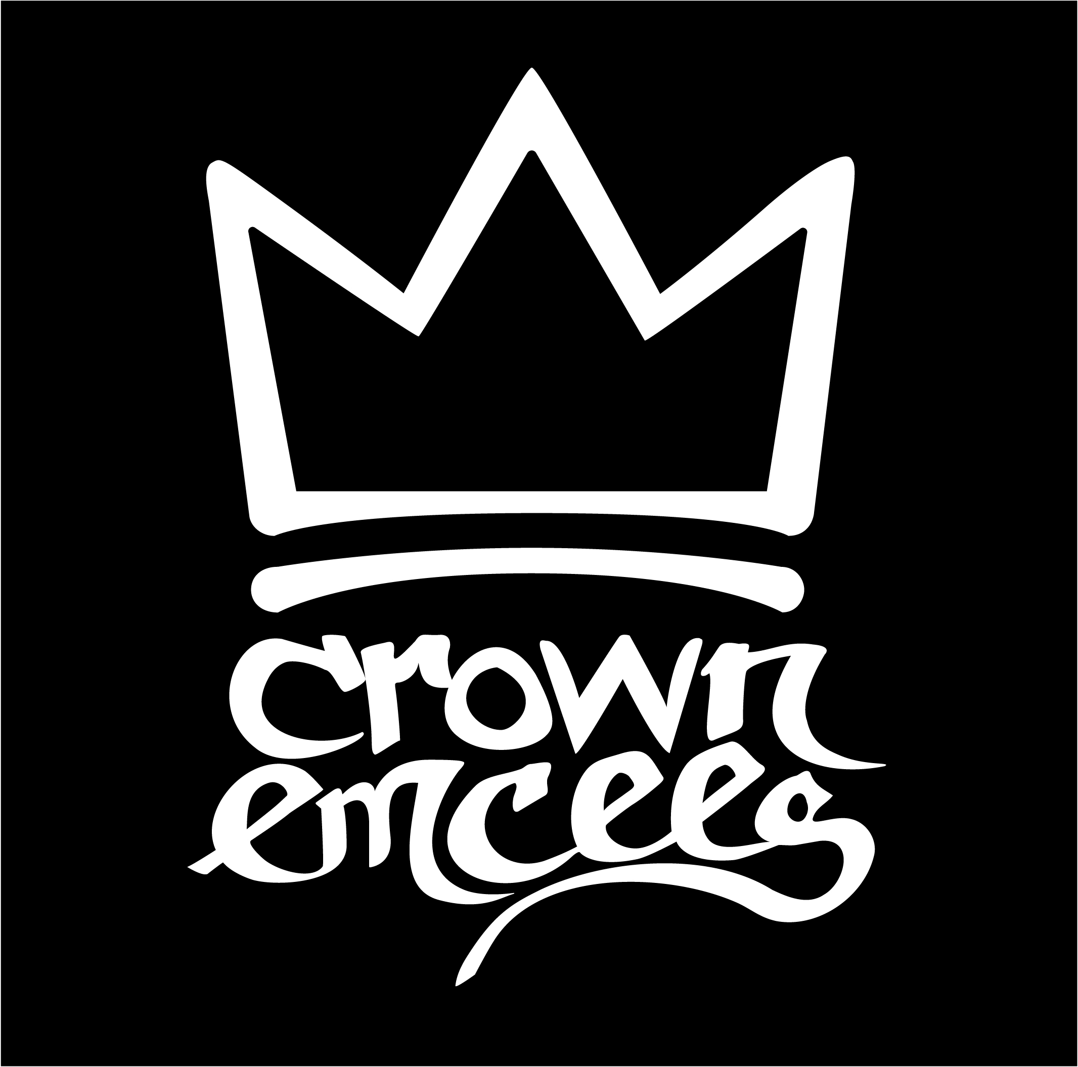 The Crown Emcees crown and wordmark in white on black
