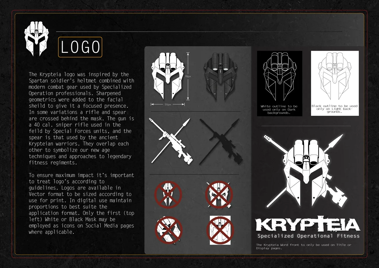 Style guide page setting out logo variations and incorrect usage examples