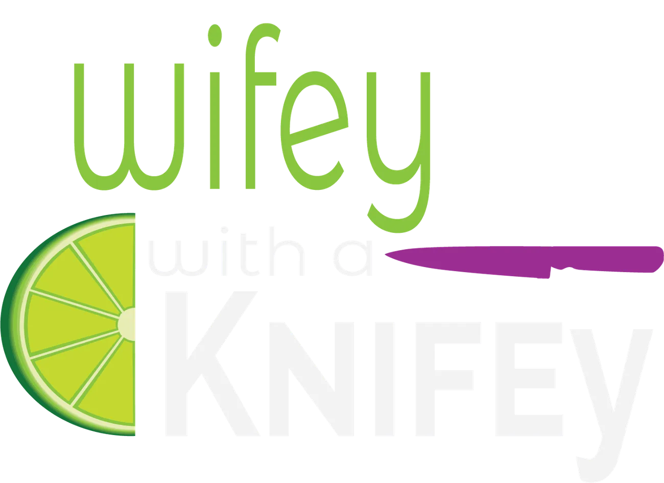 Horizontal logo lockup showing the custom Wifey lettering above the word Knifey in heavy type
